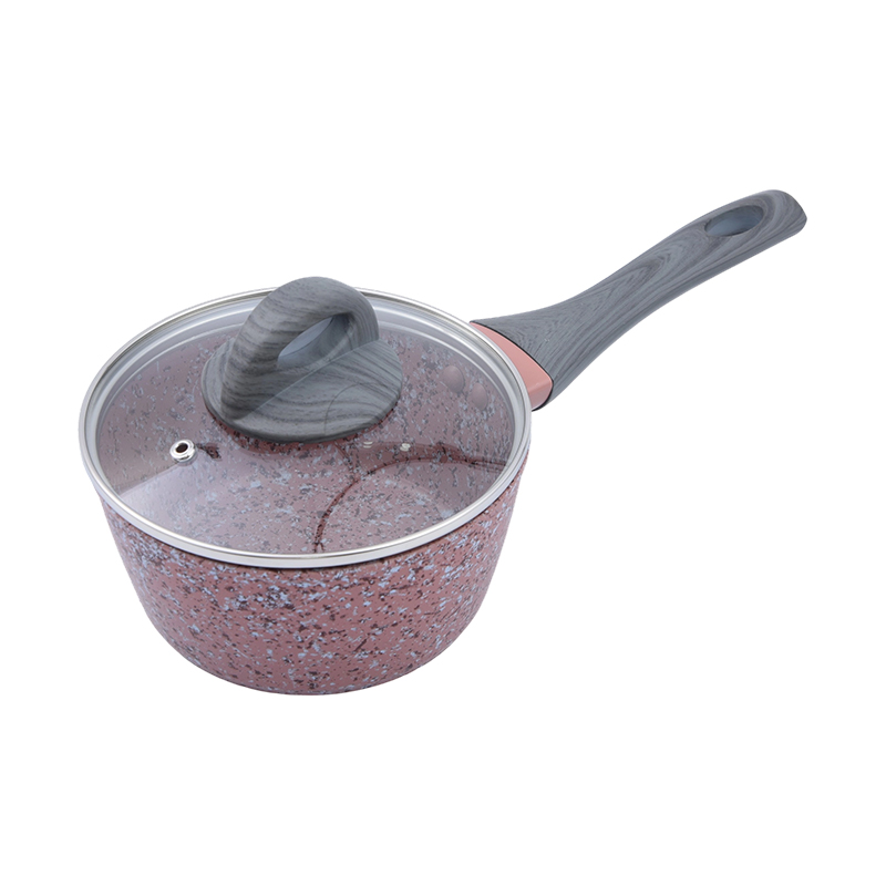 Smidd aluminiumssauspanne med rosa granitt
