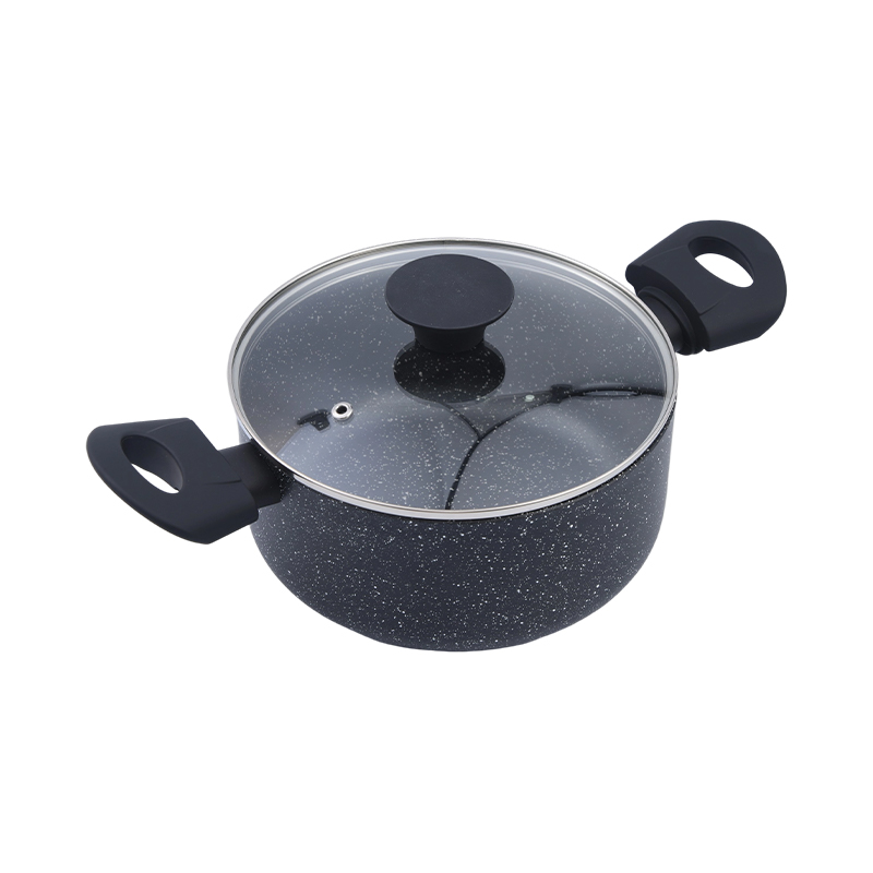 Presset aluminiumsgryte svart marmor